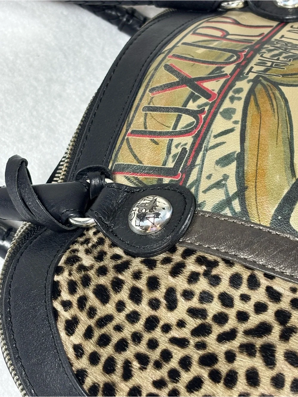 Retired Authentic Brighton “Luxury – The Art of Deco” Large Satchel Leopard Hair